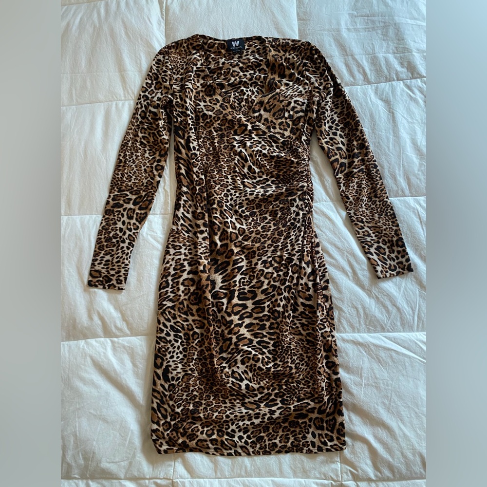 w by worth leopard dress size 0